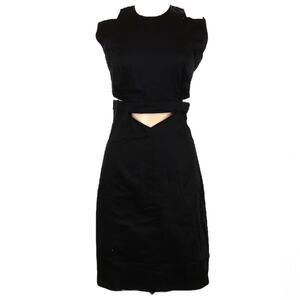 Ioana Ciolacu Cut Out Black Sheath Mini Dress Sz 8 Sleeveless 100% Cotton